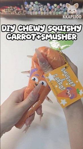 DIY Paper Squishy | Chewy Carrot + Smusher – So Satisfying🥕 #howtomake #freetemplate #craft #fidget