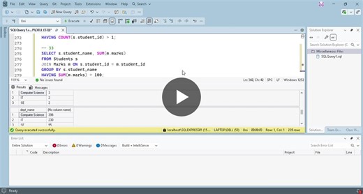 SQL Mastery: JOINs, GROUP BY, HAVING, and UNION | Furqan Zubair posted on the topic | LinkedIn