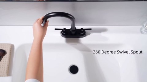 Bathroom Faucet with Pull Out Sprayer, Oil Rubbed Bronze Bathroom Faucet 3 Holes, 2 Handle Bathroom Sink Faucet with 360 Degree Swivel Spout, Pop Up Drain Assembly Included