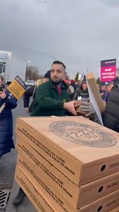 1.1M views · 21K reactions | This is the beautiful moment when nurses striking at James Cook Hospital in Middlesbrough yesterday were handed pizzas by local business Pizza Pan  In the footage, which was filmed by Lisa Carina Olsson, staff from the pizza takeaway can be seen handing pizzas out to those on the picket line  An amazing gesture from the business ❤️ | The Northern Echo | Facebook