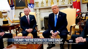 Pres. Trump repeated his plan to own Gaza with Jordan's King at his side, saying, “There's nothing to buy. We will have Gaza.” Trump wants Jordan and Egypt to take in Palestinians, but both countries refuse. Mary Bruce reports. https://abcnews.link/DO2thPI | ABC World News Tonight with David Muir