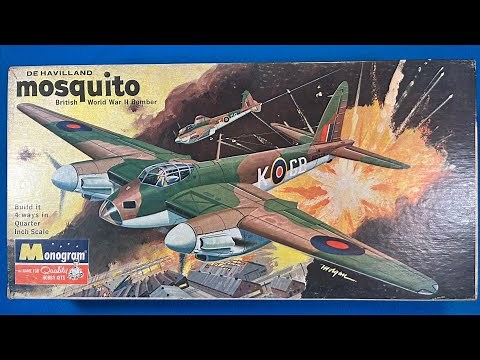 Monogram 1965 de Havilland Mosquito Vintage Model Airplane Kit Review Unboxing