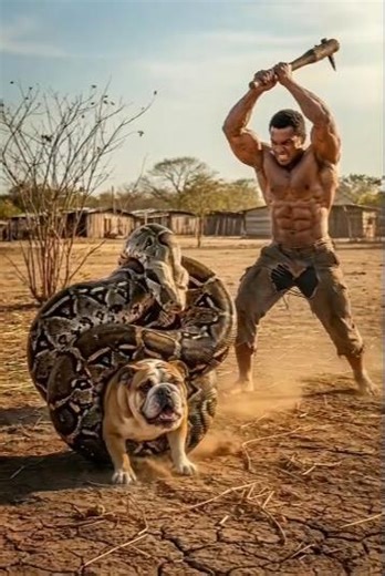 Strong Man vs Python – Bulldog’s Life Saved!🐍💪