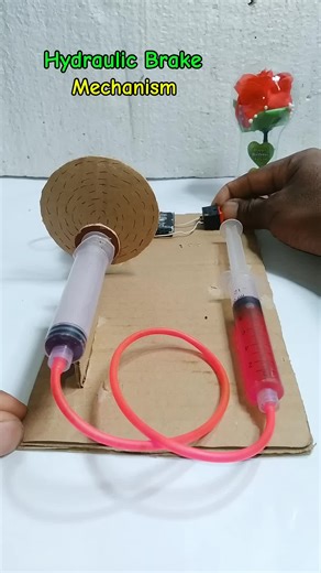 Hydraulic Break Mechanism • Dc Motor | #hydraulic #science #mechanism#dcmotor #scienceproject