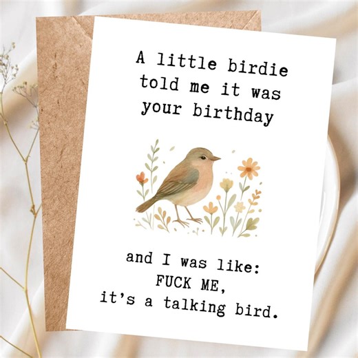 Funny Birthday Card for Him, Funny Birthday Card for Her, Birthday Card for Friend, Sarcastic Birthday Card, Cheeky Greeting Card, Birdie - Etsy