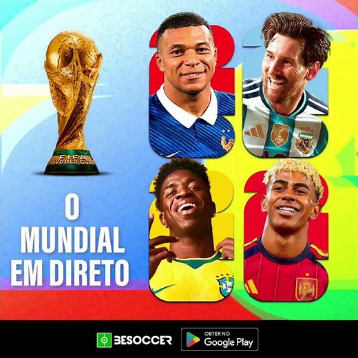 Baixe nosso aplicativo para acompanhar todos os jogos e notícias do Mundial 2026 ao vivo.