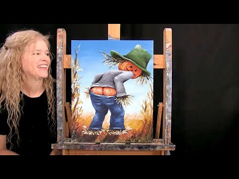How to Draw & Paint Halloween "FULL MOON SCARECROW" - Paint & Sip at Home - Acrylic Painting Lesson