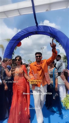 Bride and Groom Carnival Outfit Ideas | Carnival Entry | Best Designer Wedding Outfit Shop Mumbai