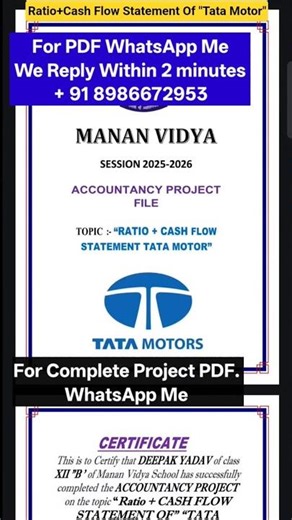 Class 12 Accountancy Project | Ratio Analysis & Cash Flow Statement of Tata Motors | Complete PDF