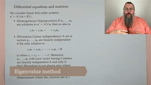 (DiffEQ, Fall 23) 18 - Differential equations and matrices; eigenvalues and eigenvectors