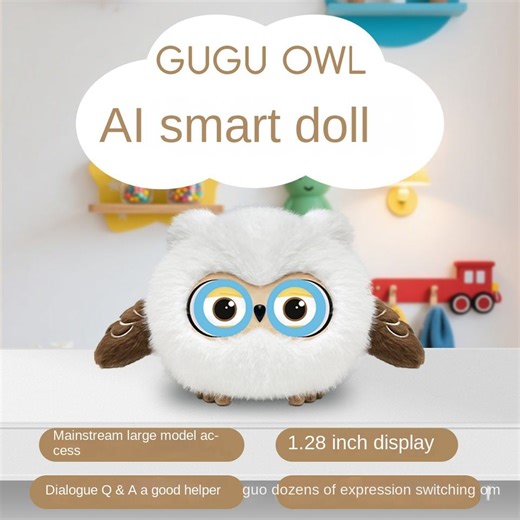 AI Smart Plush Toys ChatGPT Doubao Voice Dialogue Owl Double-eye Emotion for WIFI Interactive Companion Doll Birthday Mesh