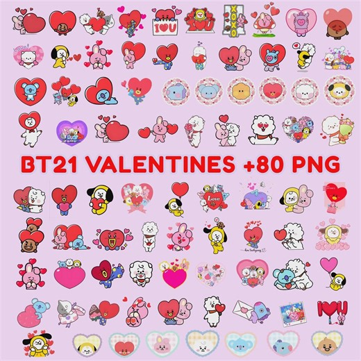 BT21 Valentines PNG Bundle  80 , BTS Valentine - Kawaii Kpop Valentines , Digital Download - Etsy