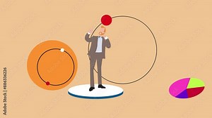 Business process. A man thinking for prediction, success, planning in business. Contemporary art animation. Stock Video