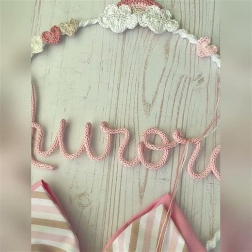 🎀 Fiocco Nascita Rosa con Orsetta Amigurumi e Nome in Tricotin 🎀