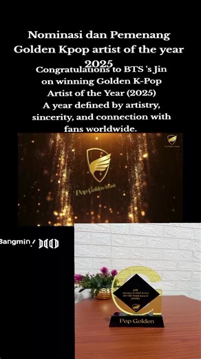 BTS Jin Wins Golden K-Pop Artist of the Year 2025