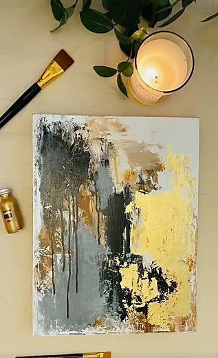 Modern Abstract Painting Using Gold Leaf
