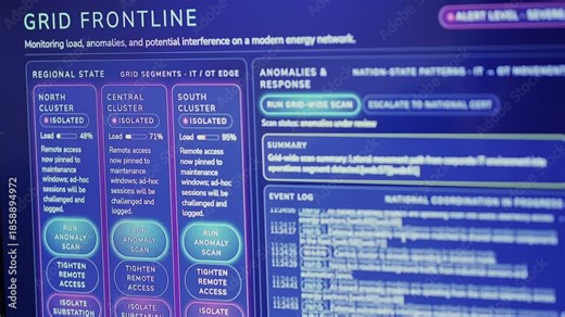 Cybersecurity Engineer Monitoring Supervisory Control And Data Acquisition - SCADA Operational Technology Incident Response Energy Security Concept