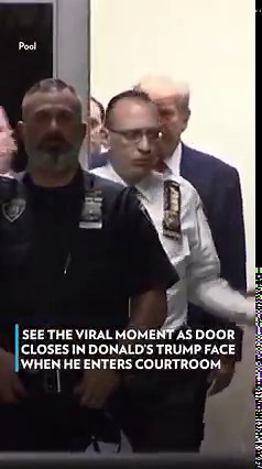 No one held the door open for Donald Trump as he walked through a Manhattan courthouse to be arraigned on Tuesday. | People