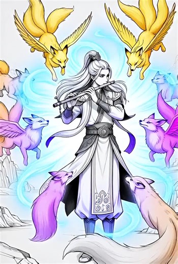 Coloring book Chinese fantasy style