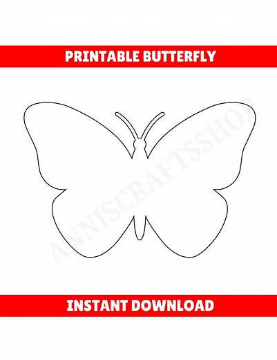 Printable Butterfly Template PDF Butterfly Coloring Page Spring Crafts Butterfly Stencil Digital Download Butterfly Lineart Kids Crafts - Etsy