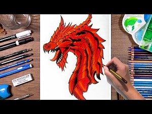 How to draw a dragon of fire | Dragon Drawing tutorial