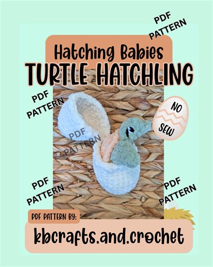 Hatching Babies Turtle Hatchling PDF Crochet Pattern - NO-SEW Turtle and Egg - Etsy