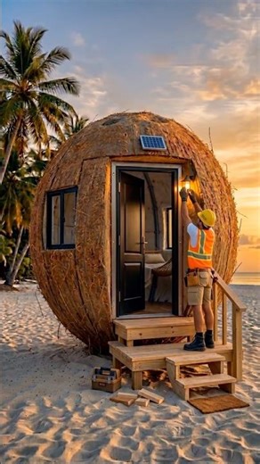 I Build a Tiny Relaxing Room Inside a Giant Coconut