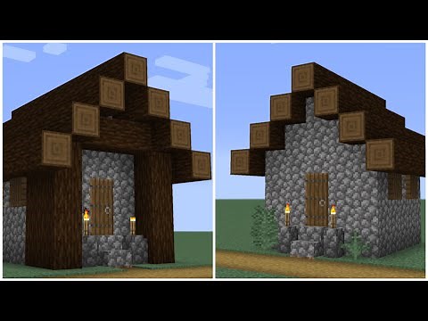 How to build a Minecraft Village Small House 1 & 2 (1.14 taiga)