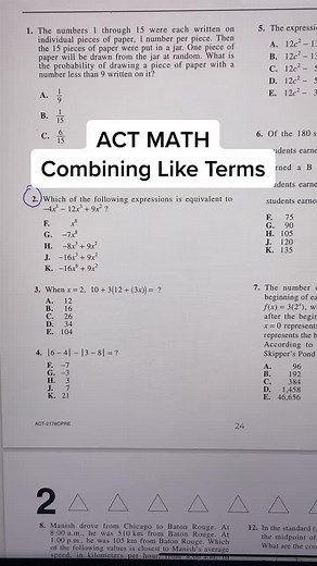 ACT MATH: Combining Like Terms | TikTok