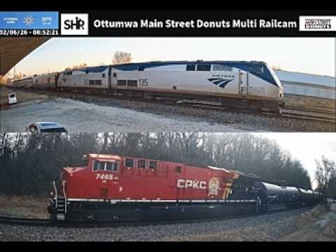 Ottumwa Main Street Donuts Live Multi Railcam - Ottumwa, IA #steelhighway
