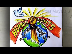 human rights day drawing / رسم عن حقوق الانسان / poster on human rights/ victory and humanity poster
