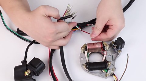 Complete Wiring Harness Kit Compatible with Tao tao Coolster 110cc 125cc Chinese ATV 4 Stroke Quad 4 Wheeler Parts with Starter Solenoid Relay Ignition Coil CDI Box Stator Voltage Regulator
