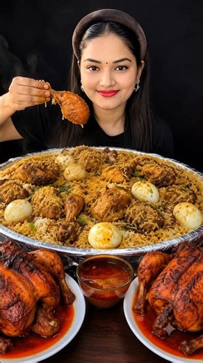 Huge Chicken Biryani & Full Roasted Chicken Mukbang 🍗🍛 | Spicy Biryani Eating Challenge | #mukbang