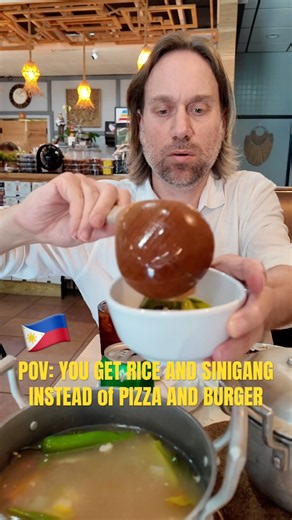 POV: YOU GET RICE AND SINIGANG INSTEAD OF PIZZA AND BURGER #youtubeshorts #foreigner #filipinofood