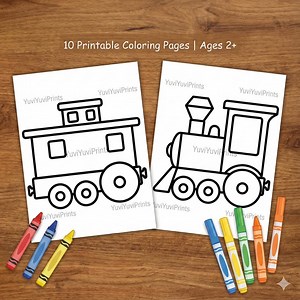 Age 2  Train Coloring Pages for Toddlers | 10 Simple Printable Sheets | Easy Transportation Activity | Steam Engine, Caboose & Tracks PDF - Etsy Canada