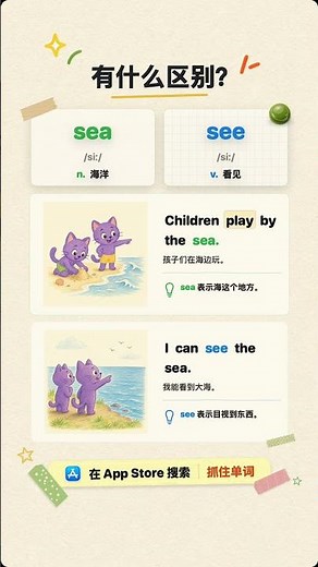 2句学单词「sea and see」sea 海洋；see 看见 #单词 #英语单词 #单词打卡 #每日单词 #每日单词打卡 #学单词 #学英语 2