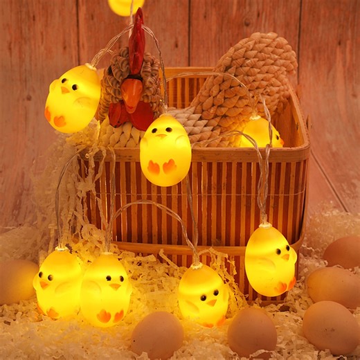 CuiLiyq 9.84 Ft Easter Decorations String Light, 20 LED Cute Animal Chicken Decoration Lights, Battery Operated, for Home Bedroom Camping Birthday Party Decoration
