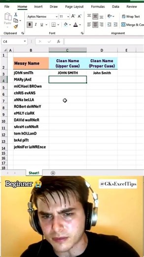 Fix Messy Names in Excel in Seconds 😱 #excel #exceltips #officetips #datacleaning