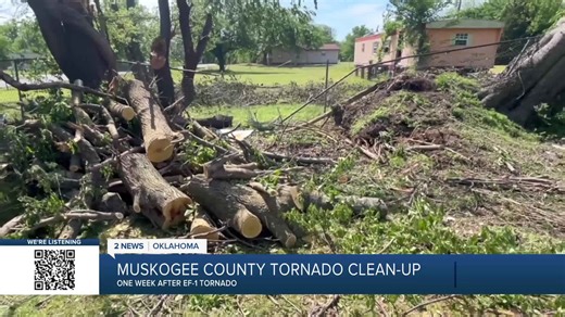Muskogee County cleanup efforts after EF-1 tornado damage