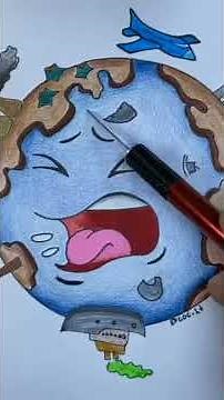 easy drawing |clean earth healthy earth🌏| 2 min