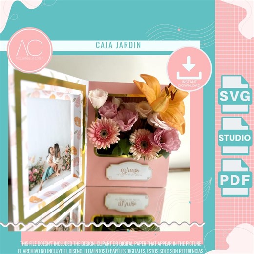 Mother's Day Flower Box Template: DIY Gift, Clipart & Paper (SVG, STUDIO) - Etsy