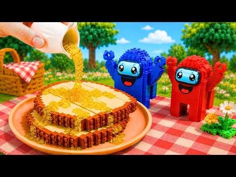 LEGO FOOD Challenge - Among Us Mukbang Fast Food IRL | Bricks World Stop Motion Cooking