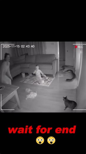 CCTV Footage Baby vs Snake… Then a Hero Cat Appears #baby #cat #snake