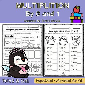 Multiplying by 1 and Zero: Math Worksheets for 2nd and 3rd Grade Students