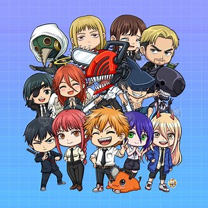 Anime Chainsaw Chibi Stickers: HD PNG & SVG Clipart (digital Download) - Etsy