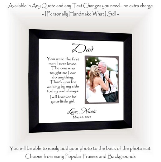 Father of the Bride Photo Frame, Personalized Wedding Memory, 12x12 - Etsy