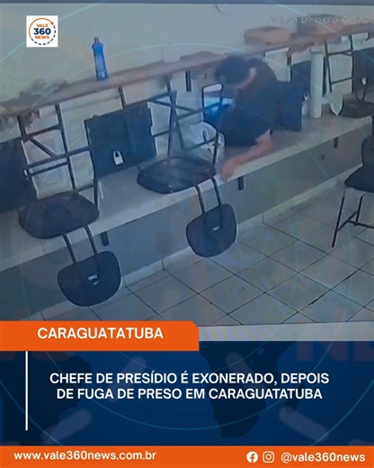 Vale 360 News on Instagram: "hefe de presídio é exonerado, depois de fuga de preso em Caraguatatuba. A informação foi confirmada pela SAP (Secretaria de Administração Penitenciária). A exoneração do chefe do departamento aconteceu depois da fuga do preso, Maiky Entonny Venâncio França, responde por homicídio em Franca, por volta das 05h30, desta quinta-feira (11/12). As imagens de câmeras de monitoramento mostram que em dado momento, ele abre a portinhola, conhecida como "Jumbo", por onde os det