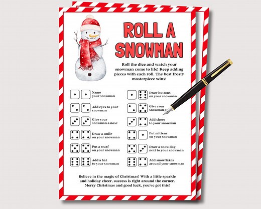 Roll a Snowman Game, Fun Printable Christmas Activity for Kids, Roll a Snowman Dice Game, Christmas Dice Game Christmas Kids Winter Activity - Etsy