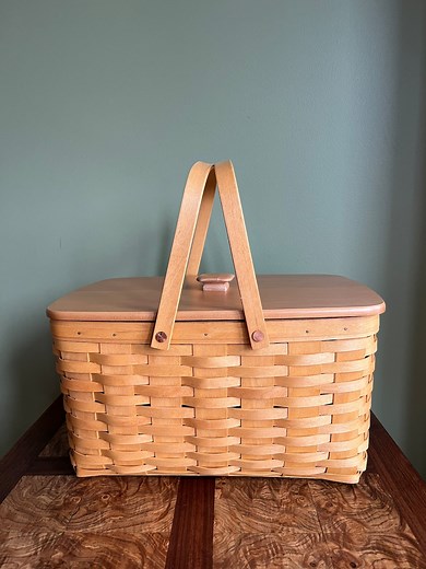 Vintage Longaberger Basket Signed/ 2002 Longaberger Basket With Top Handles/large Longaberger Basket With Lid and Plastic Liners - Etsy
