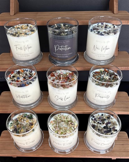 Reiki Charged Intention Candle Collection | 9oz Soy Candles With Crystals and Herbs | Manifestation, Healing & Spiritual Energy Candles - Etsy